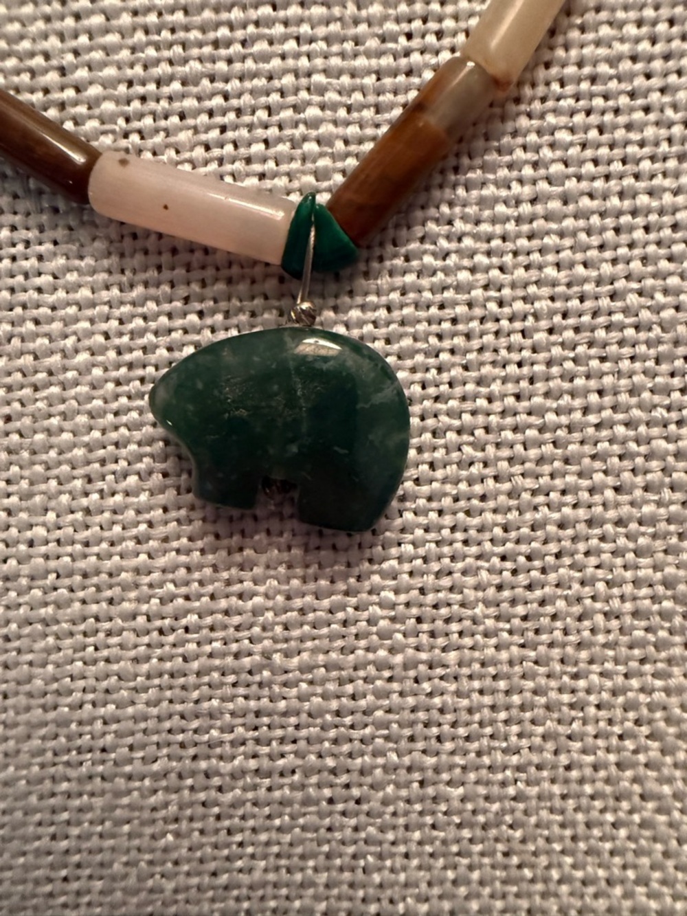 Green Stone Bear Pendant Necklace - Women Jewelry